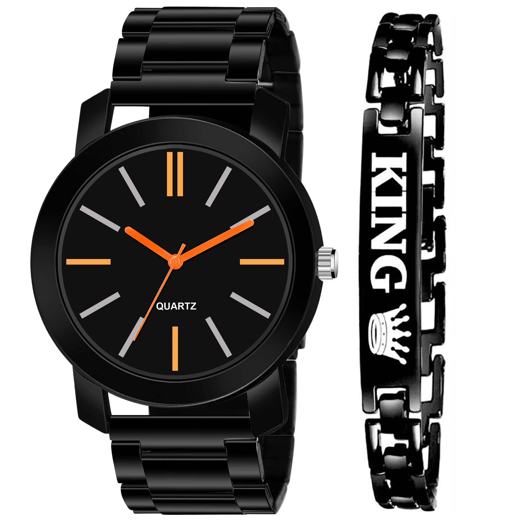 FROZIL Analog Dial Black Metal Strap Watch Men's Watch with King